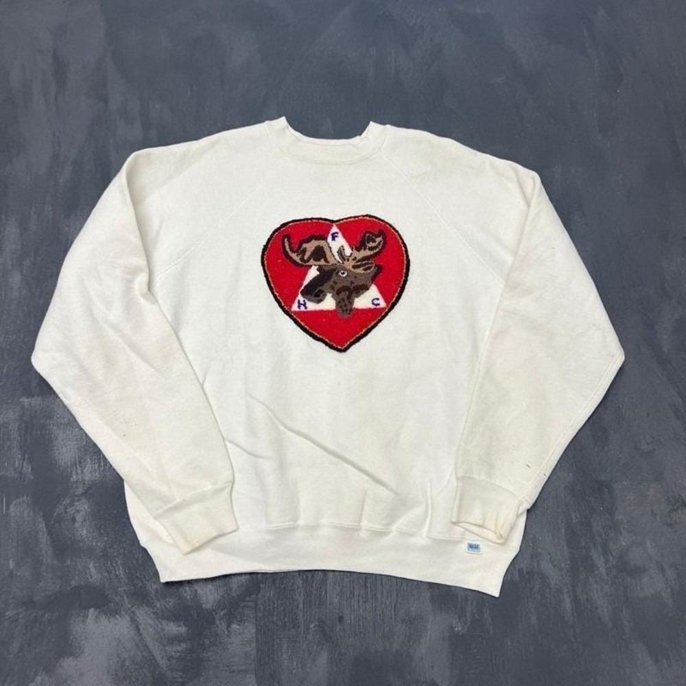 Vintage Loyal Order of Moose Sweatshirt Mens Large White 1980s